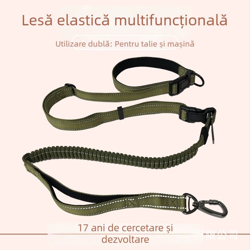 Articole recomandate pentru animale de companie, Lesă auto pentru alergare, Lesă pentru câini șase în unu, Centură de siguranță pentru câini din nailon anti-rupere