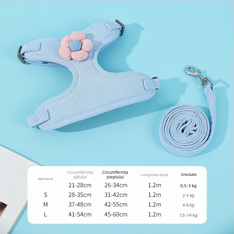 Vestă nouă cu frânghie de tracțiune pentru câini, stil floare, curea de piept pentru cățeluș, curea de piept pentru animale de companie, articole pentru animale de companie en-gros