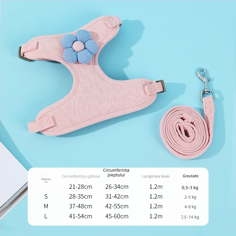 Vestă nouă cu frânghie de tracțiune pentru câini, stil floare, curea de piept pentru cățeluș, curea de piept pentru animale de companie, articole pentru animale de companie en-gros