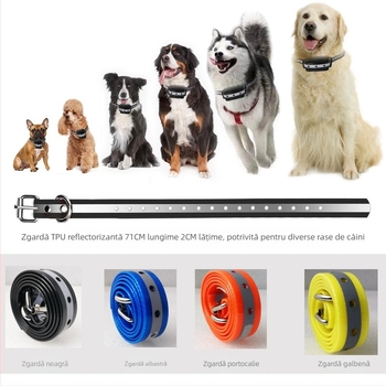 Zgardă reflectorizantă pentru animale de companie, pentru câini mari, medii și mici, rezistentă la mușcături, puternică și impermeabilă, cu reflexii nocturne reglabile