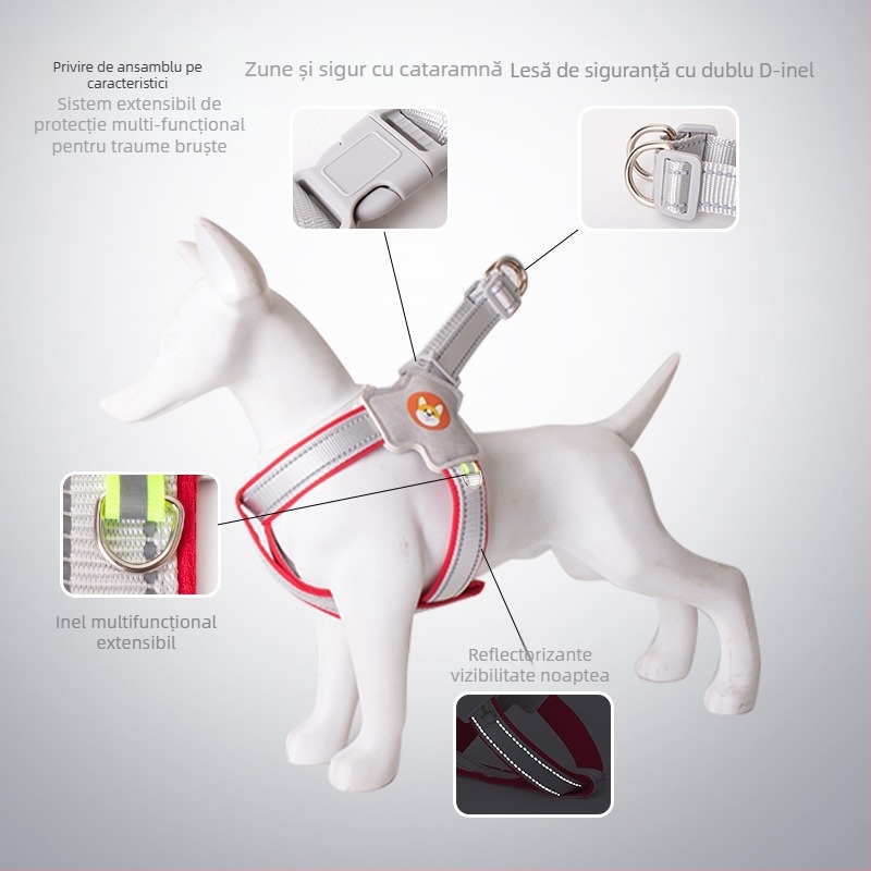 Câine tracțiune frânghie vestă Pet curea de piept câine mers frânghie Chai câine Corgi reflectorizant rezistent la explozii câine mers frânghie piept spate