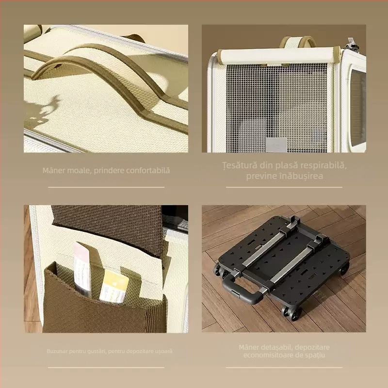 Pisică geantă de călătorie portabilă pentru pisici, rucsac pentru animale de companie, rucsac școlar, respirabil, cu tijă de tragere, câine, cutie de mare capacitate pentru pisici