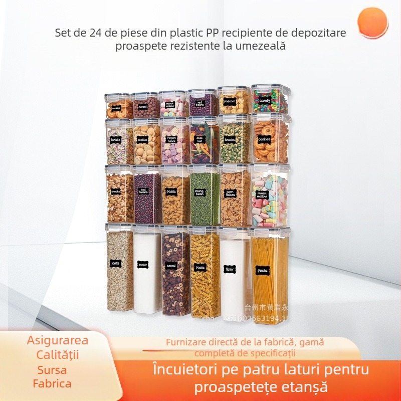 Set de 24 de piese din plastic PP din fabrică, cutii sigilate cu cereale îngroșate, cutie de depozitare transparentă pentru frigider