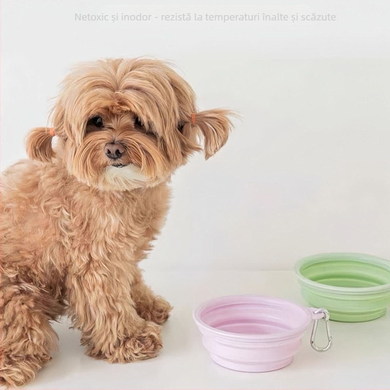 Bol pliabil pentru animale de companie, stil coreean, pentru câini, în aer liber, pentru băut, portabil, din silicon, bol pliabil pentru pisici, bol pentru câini
