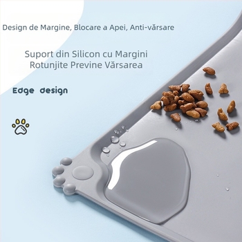 Covoraș pentru animale de companie, calitate alimentară, 48/55 cm, silicon, anti-revărsare, curățare ușoară, pentru pisici și câini, pentru bol