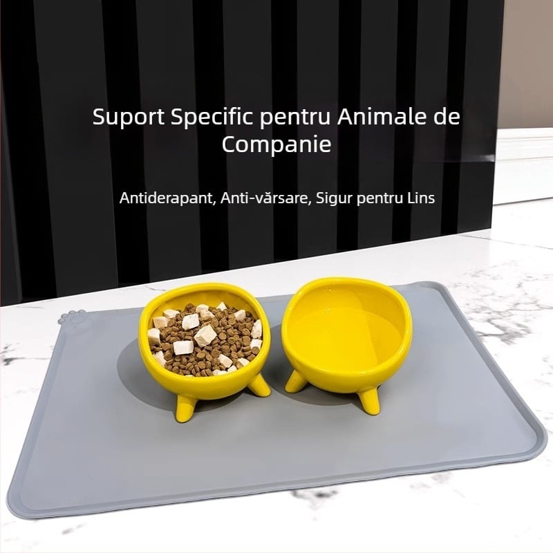 Covoraș pentru animale de companie, calitate alimentară, 48/55 cm, silicon, anti-revărsare, curățare ușoară, pentru pisici și câini, pentru bol