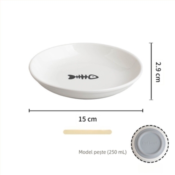 Bol ceramic pentru pisici, articole transfrontaliere pentru animale de companie, bol ceramic antiderapant din silicon, bol pentru hrană pentru câini, bol anti-răsucire pentru hrană pentru pisici, bol pentru câini cu os de pește