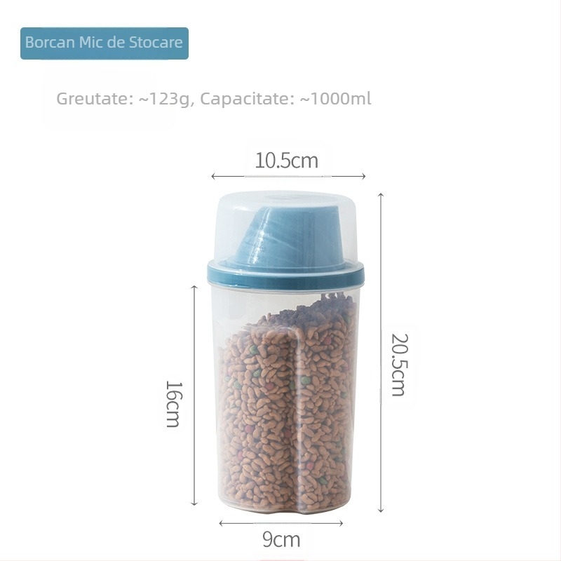Găleată de depozitare a cerealelor, hrană pentru pisici și câini, rezervor de depozitare sigilat, rezistent la umiditate, cutie de depozitare a cerealelor pentru animale de companie, portabilă, pentru ieșire