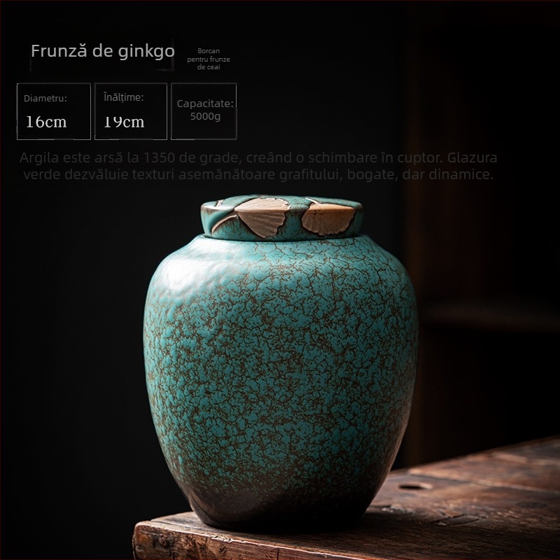 Borcan mare de ceai din ceramică de uz casnic, sigilat, din gresie vintage, rezistent la umiditate, pentru depozitarea ceaiului, cutie de ambalare pentru ceai Pu'er