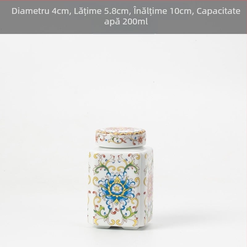 Borcan de ceai de dimensiuni mici din ceramică, sigilat, cutie de ambalare pentru ceai de uz casnic, borcan de ceai celadon, borcan de depozitare, borcan general cu capac