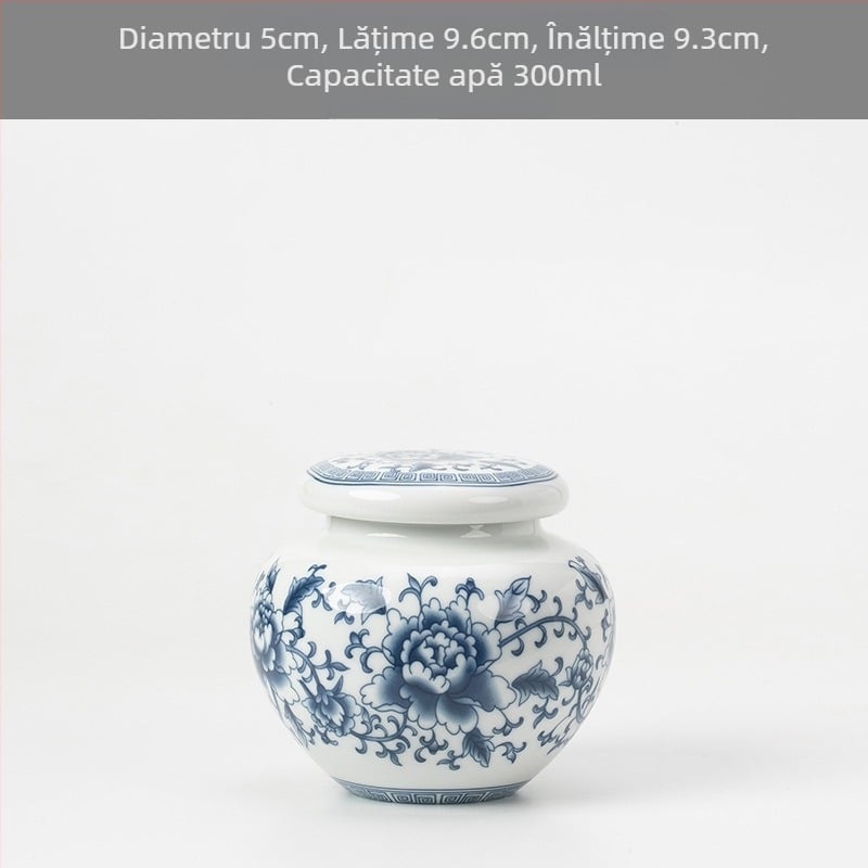 Borcan de ceai de dimensiuni mici din ceramică, sigilat, cutie de ambalare pentru ceai de uz casnic, borcan de ceai celadon, borcan de depozitare, borcan general cu capac