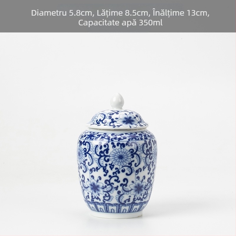 Borcan de ceai de dimensiuni mici din ceramică, sigilat, cutie de ambalare pentru ceai de uz casnic, borcan de ceai celadon, borcan de depozitare, borcan general cu capac