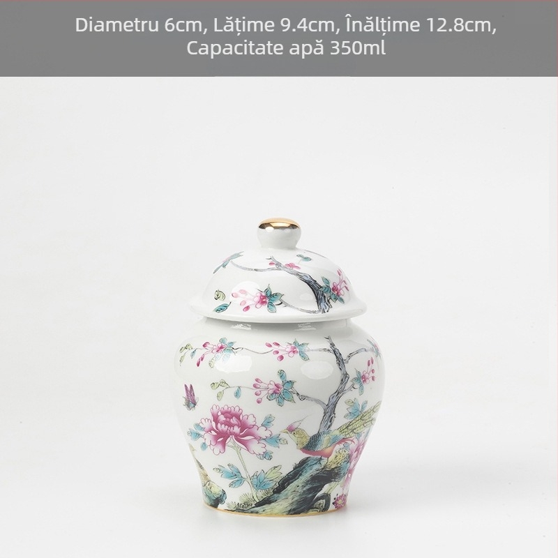 Borcan de ceai de dimensiuni mici din ceramică, sigilat, cutie de ambalare pentru ceai de uz casnic, borcan de ceai celadon, borcan de depozitare, borcan general cu capac