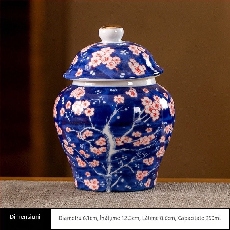 Borcan de ceai de dimensiuni mici din ceramică, sigilat, cutie de ambalare pentru ceai de uz casnic, borcan de ceai celadon, borcan de depozitare, borcan general cu capac