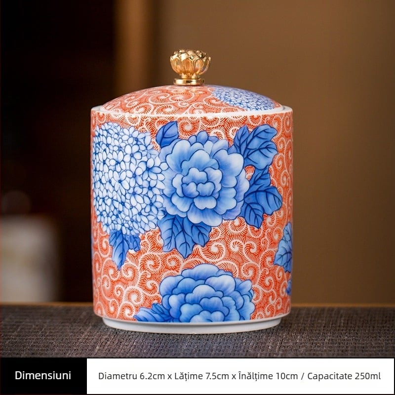 Borcan de ceai de dimensiuni mici din ceramică, sigilat, cutie de ambalare pentru ceai de uz casnic, borcan de ceai celadon, borcan de depozitare, borcan general cu capac