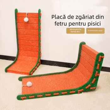 Placă verticală de zgâriat pentru pisici, tip L, cuib de pisică din pâslă, integrat, rezistentă la uzură, fără firimituri, cu gheare de pisică, artefact de șlefuit, placă extra mare pentru gheare de pisică