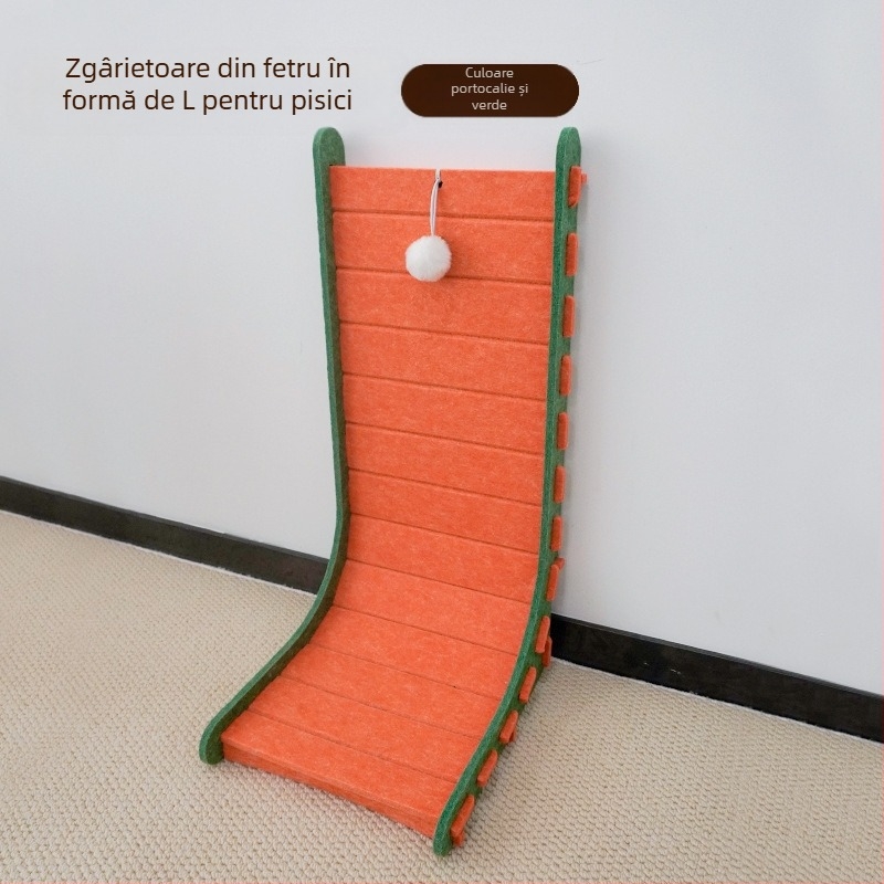 Placă verticală de zgâriat pentru pisici, tip L, cuib de pisică din pâslă, integrat, rezistentă la uzură, fără firimituri, cu gheare de pisică, artefact de șlefuit, placă extra mare pentru gheare de pisică