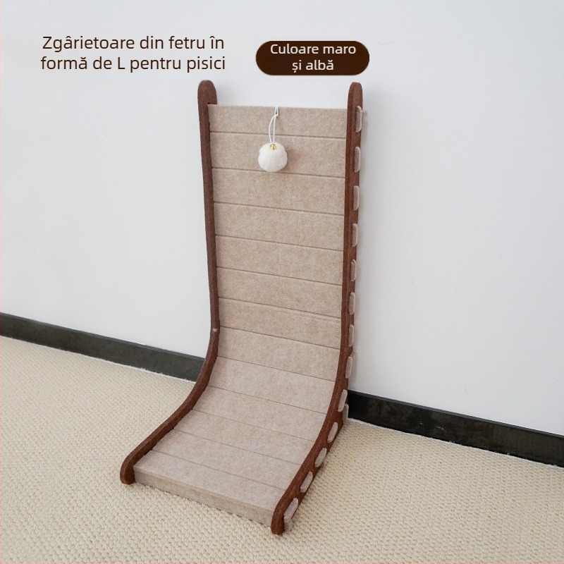 Placă verticală de zgâriat pentru pisici, tip L, cuib de pisică din pâslă, integrat, rezistentă la uzură, fără firimituri, cu gheare de pisică, artefact de șlefuit, placă extra mare pentru gheare de pisică
