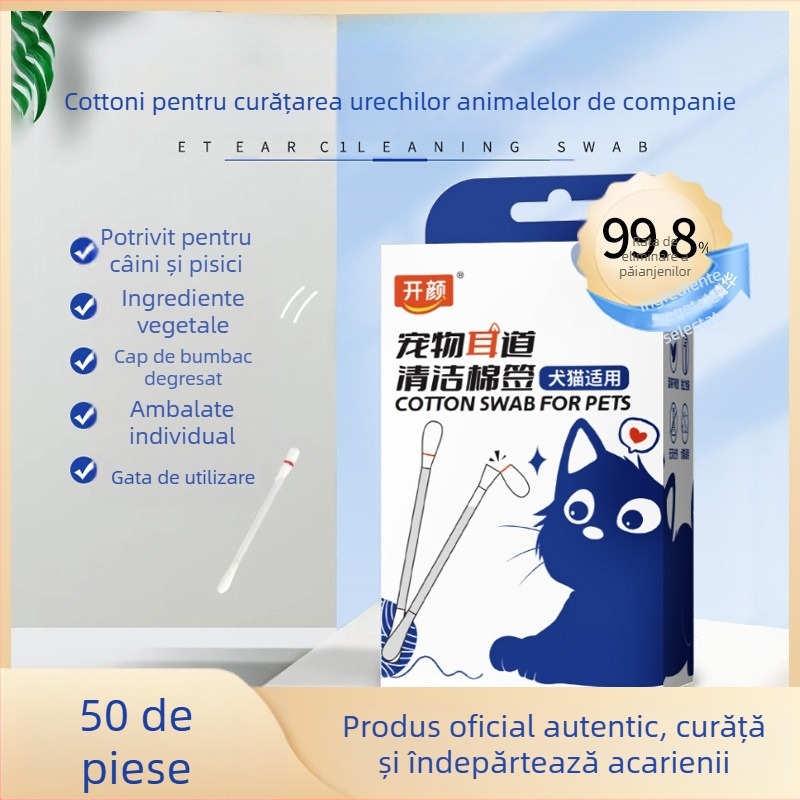 Open Yan Pet Urechi Curățare Bumbac Stick Curățare Urechi Acarieni Bețișor de Bumbac Pet Bețișor de Bumbac pentru Pisici și Câini