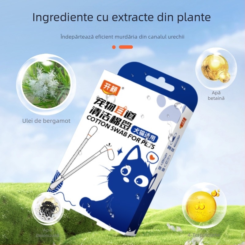 Open Yan Pet Urechi Curățare Bumbac Stick Curățare Urechi Acarieni Bețișor de Bumbac Pet Bețișor de Bumbac pentru Pisici și Câini