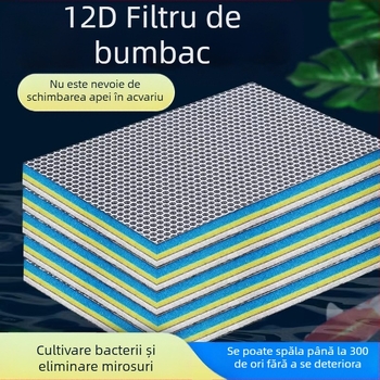 Filtru pentru acvariu, bumbac îngroșat 10D 8D, burete de bumbac, spălare nu putrezită, purificare a apei de acvariu, material de filtrare biochimic din bumbac