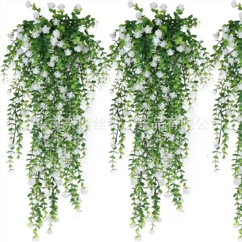 Simulare transfrontalieră plantă verde agățat de perete simulare eucalipt camelia viță de vie eucalipt frunze ratan agățat decorare florală