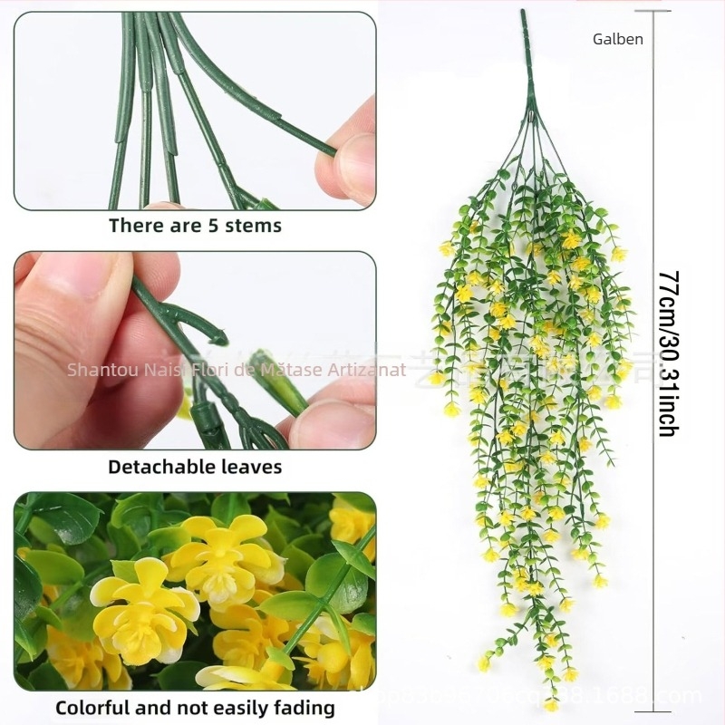 Simulare transfrontalieră plantă verde agățat de perete simulare eucalipt camelia viță de vie eucalipt frunze ratan agățat decorare florală