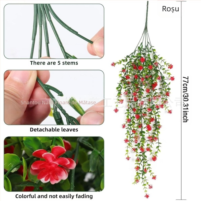 Simulare transfrontalieră plantă verde agățat de perete simulare eucalipt camelia viță de vie eucalipt frunze ratan agățat decorare florală