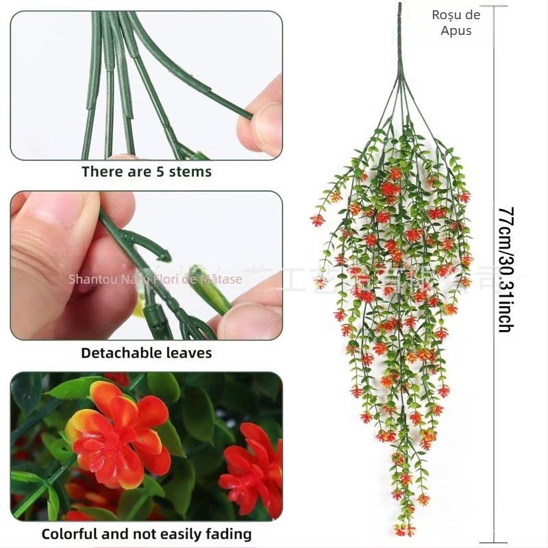 Simulare transfrontalieră plantă verde agățat de perete simulare eucalipt camelia viță de vie eucalipt frunze ratan agățat decorare florală