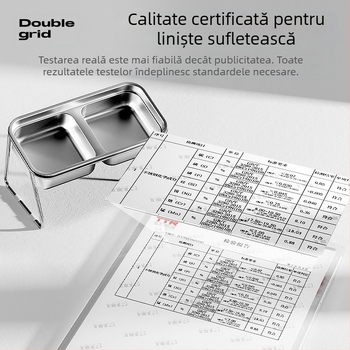 Bol pentru pisici, bol pentru hrană pentru pisici, bol dublu din oțel inoxidabil, bol anti-șoc, bol pentru animale de companie, bol pentru masă pentru pisici, bol pentru băut, bol pentru hrană pentru câini