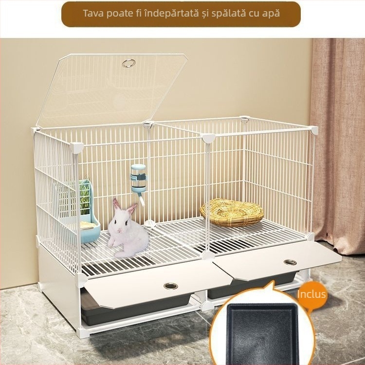 Cușcă de iepuri de uz casnic mare pentru interior, tavă pentru iepuri, cobai, cobai, cușcă pentru animale de companie, cuib de iepuri, cușcă dublă anti-jailbreak