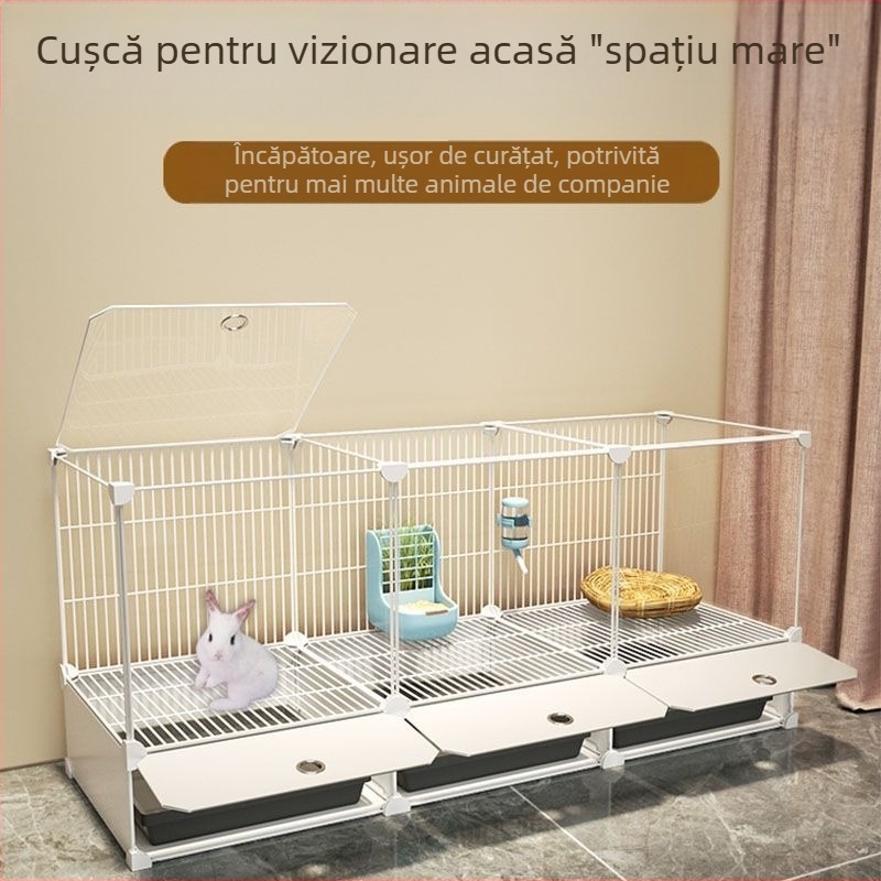 Cușcă de iepuri de uz casnic mare pentru interior, tavă pentru iepuri, cobai, cobai, cușcă pentru animale de companie, cuib de iepuri, cușcă dublă anti-jailbreak