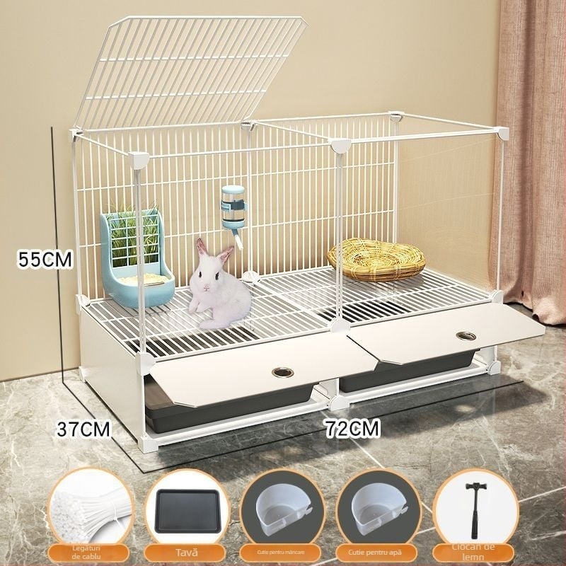 Cușcă de iepuri de uz casnic mare pentru interior, tavă pentru iepuri, cobai, cobai, cușcă pentru animale de companie, cuib de iepuri, cușcă dublă anti-jailbreak