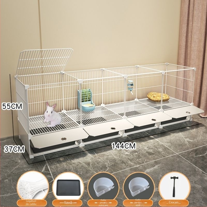 Cușcă de iepuri de uz casnic mare pentru interior, tavă pentru iepuri, cobai, cobai, cușcă pentru animale de companie, cuib de iepuri, cușcă dublă anti-jailbreak