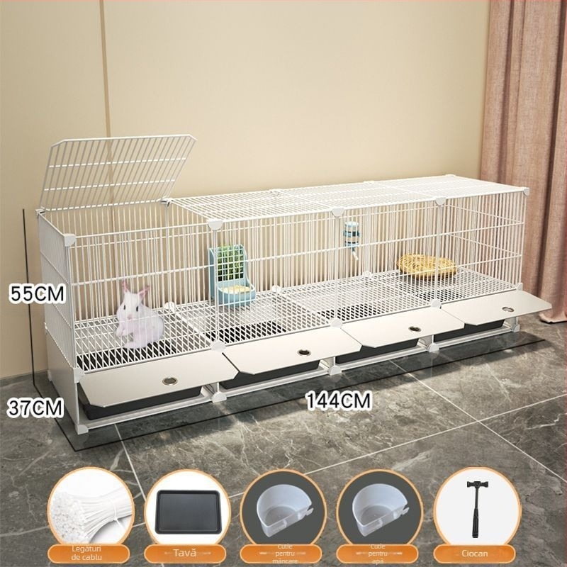 Cușcă de iepuri de uz casnic mare pentru interior, tavă pentru iepuri, cobai, cobai, cușcă pentru animale de companie, cuib de iepuri, cușcă dublă anti-jailbreak