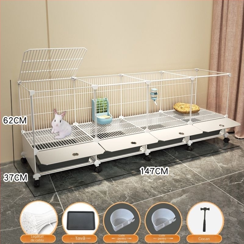 Cușcă de iepuri de uz casnic mare pentru interior, tavă pentru iepuri, cobai, cobai, cușcă pentru animale de companie, cuib de iepuri, cușcă dublă anti-jailbreak