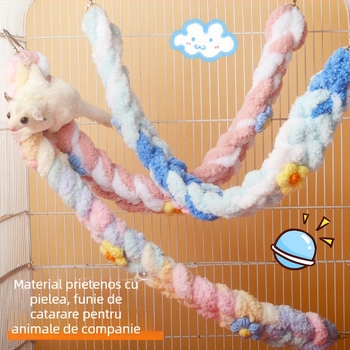 Coardă de alpinism cu sac de miere, leagăn drăguț, scară de alpinism, papagal, jucării pentru păsări, consumabile, frânghie de bumbac colorată, decor de hamster drăguț