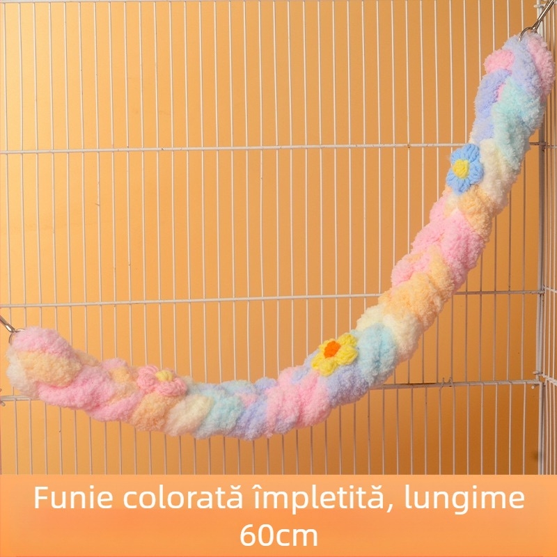Coardă de alpinism cu sac de miere, leagăn drăguț, scară de alpinism, papagal, jucării pentru păsări, consumabile, frânghie de bumbac colorată, decor de hamster drăguț