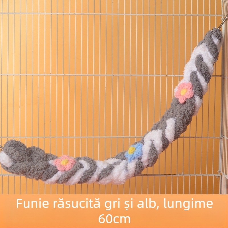 Coardă de alpinism cu sac de miere, leagăn drăguț, scară de alpinism, papagal, jucării pentru păsări, consumabile, frânghie de bumbac colorată, decor de hamster drăguț