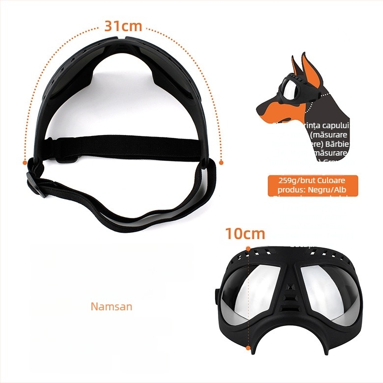 Ochelari de protecție pentru animale de companie, ochelari de protecție cu ramă moale, impermeabili și rezistenți la zăpadă, pentru câini, ochelari de soare, ochelari de soare