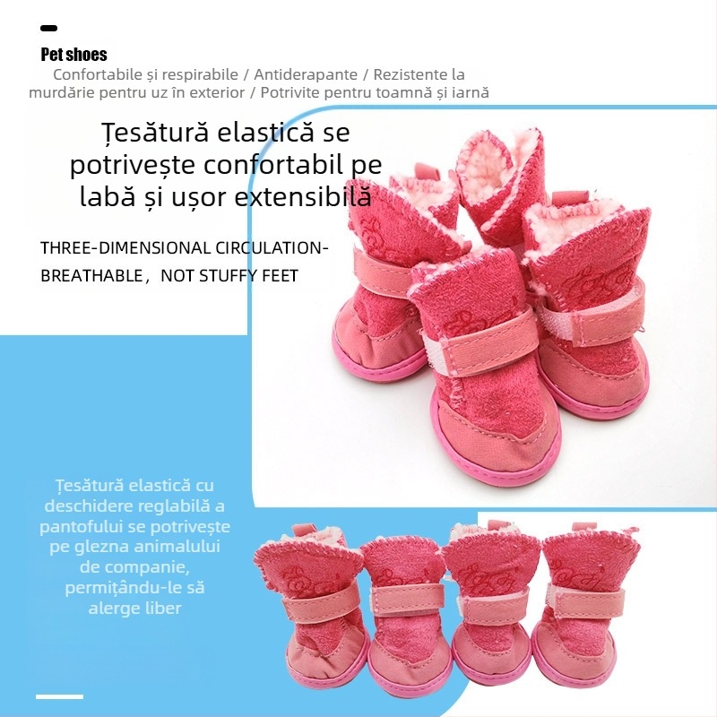 Pantofi pentru animale de companie, cizme de zăpadă, pantofi pentru pisici, pantofi pentru câini, toamna și iarna, Teddy Chihuahua, lână de miel, pantofi din bumbac pentru câini, consumabile