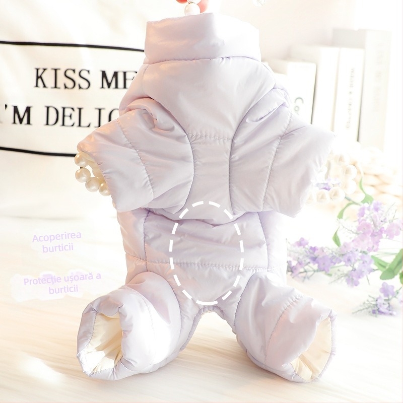 Haine de iarnă pentru câini cu patru picioare, protecție pentru burtă, sterilizare, haine cu căptușeală din bumbac, material din puf, pentru câini mici, Teddy Pet 5535