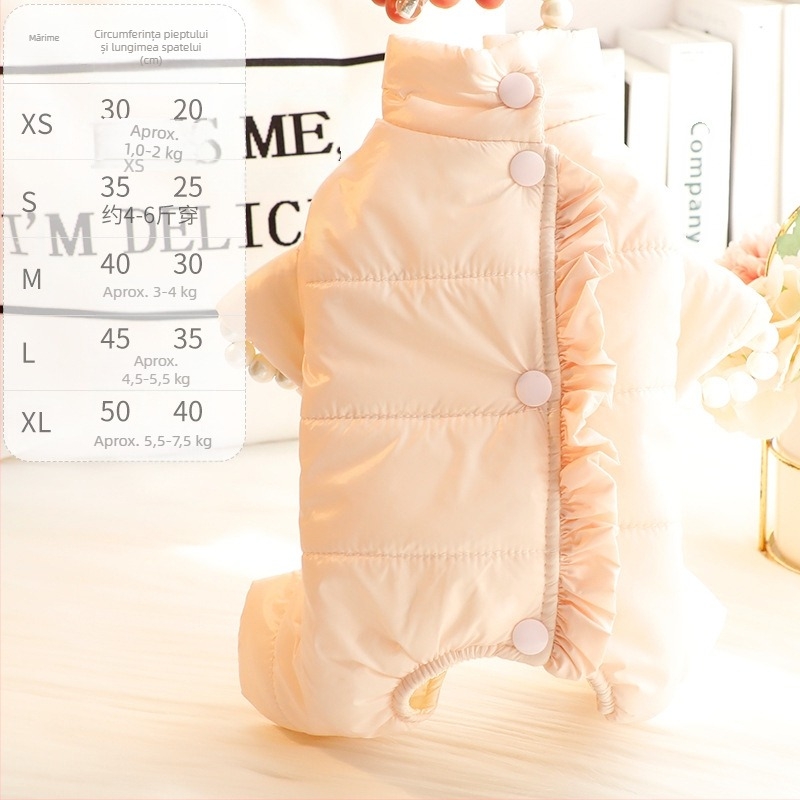 Haine de iarnă pentru câini cu patru picioare, protecție pentru burtă, sterilizare, haine cu căptușeală din bumbac, material din puf, pentru câini mici, Teddy Pet 5535