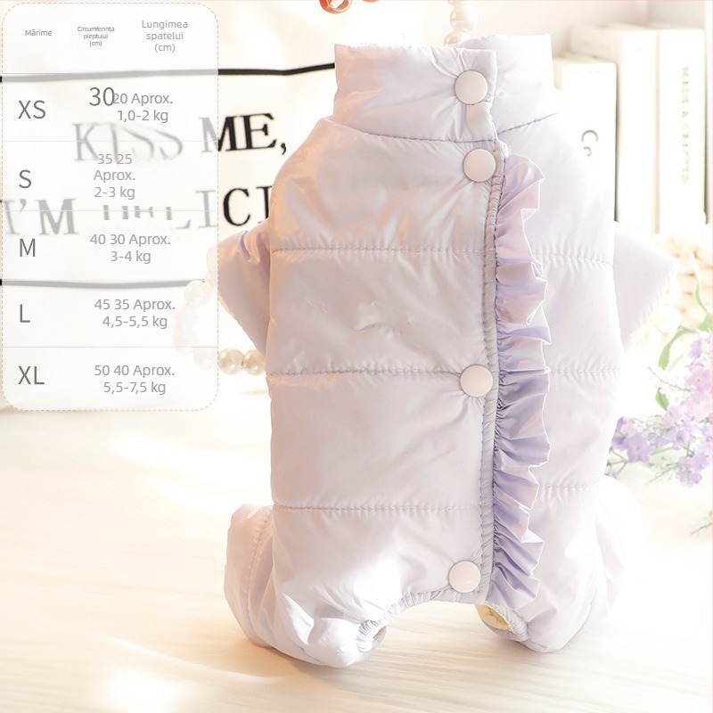 Haine de iarnă pentru câini cu patru picioare, protecție pentru burtă, sterilizare, haine cu căptușeală din bumbac, material din puf, pentru câini mici, Teddy Pet 5535