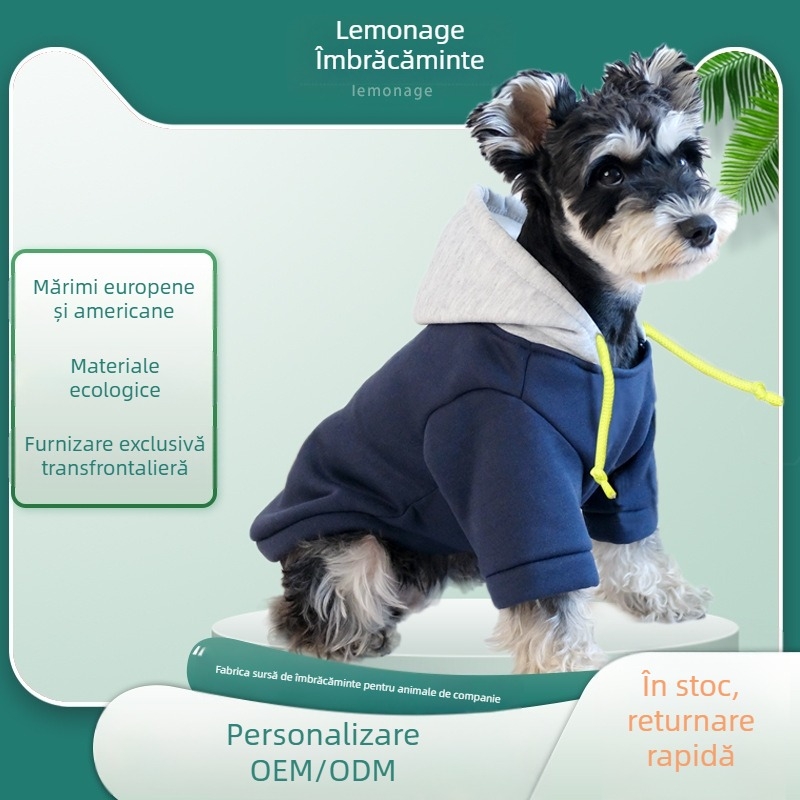 Transfrontaliere nouă toamnă și iarnă pentru animale de companie îmbrăcăminte simplă cu glugă pulover contrastant culoare hanorac câine câine animal de companie hanorac