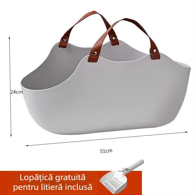 Bazin portabil pentru așternut pentru pisici, bazin mare pentru așternut pentru pisici montat pe mașină, pliabil, portabil, pentru toaletă, transportă anti-stropire, bazin pentru pisici