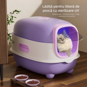Litiera pentru pisici, cutie de toaletă pentru pisici mari, sterilizare ultravioletă, complet închisă, cutie de litiera pentru pisici, en-gros