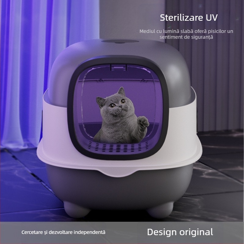 Litiera pentru pisici, cutie de toaletă pentru pisici mari, sterilizare ultravioletă, complet închisă, cutie de litiera pentru pisici, en-gros