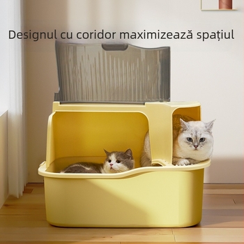Litiera pentru pisici direct din fabrică, coridor supradimensionat, anti-stropire, complet închis, bazin pentru litiera pentru pisici, deodorant pentru toaletă pentru pisici