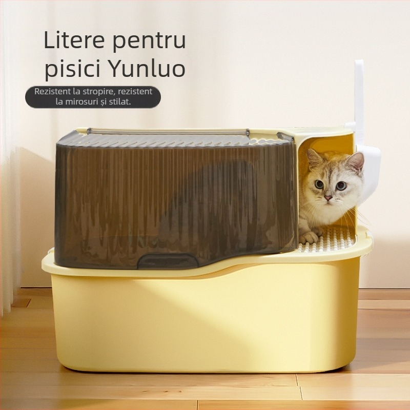 Litiera pentru pisici direct din fabrică, coridor supradimensionat, anti-stropire, complet închis, bazin pentru litiera pentru pisici, deodorant pentru toaletă pentru pisici